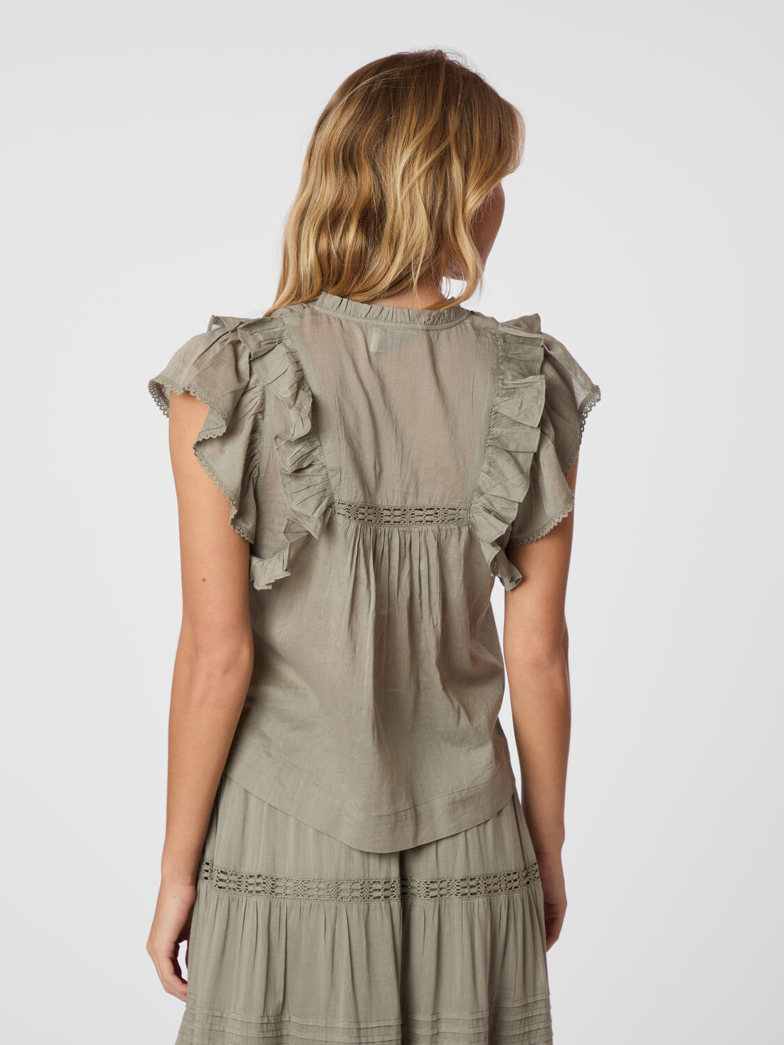 Jayla S Voile Top - Smoke Green